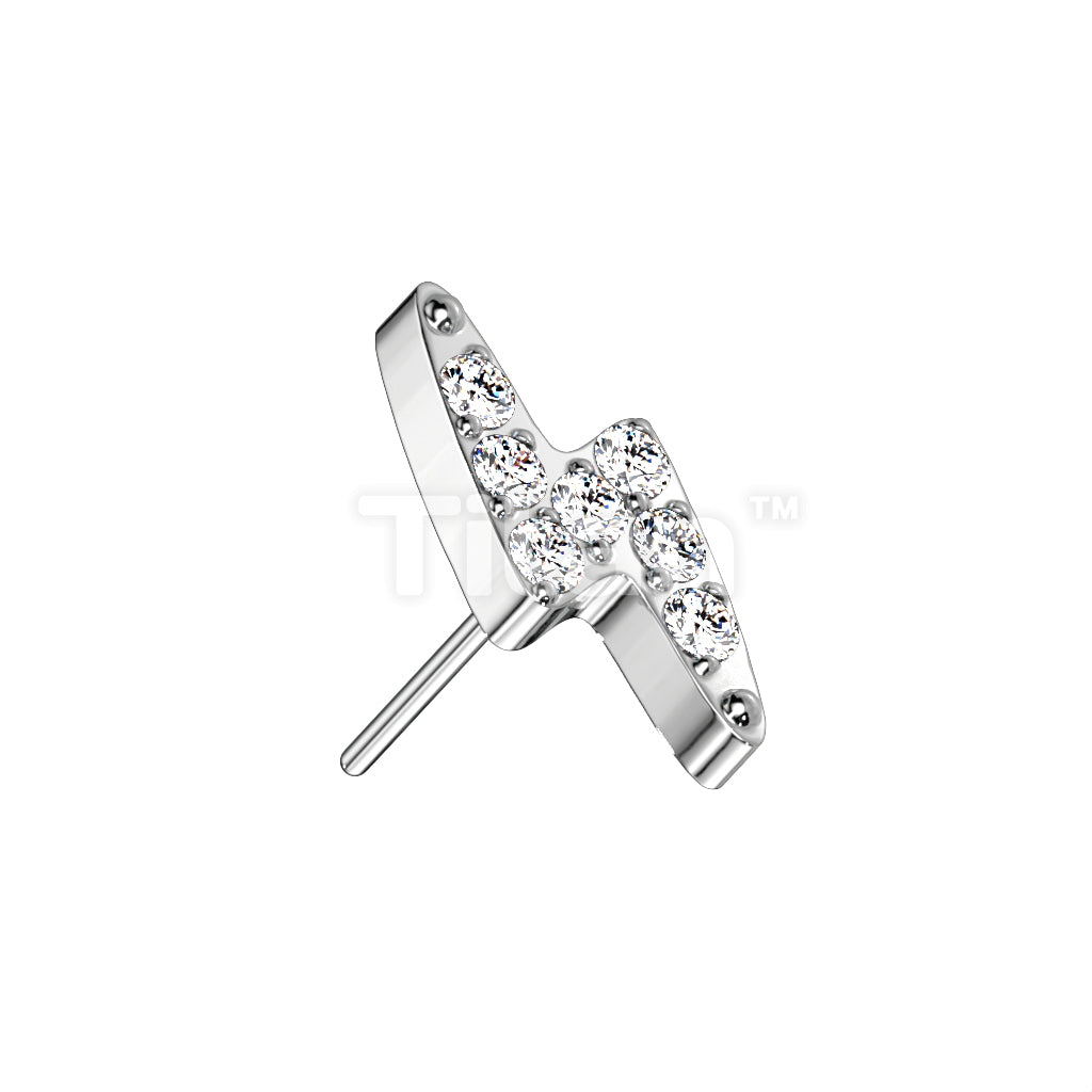Implant Grade Titanium Threadless Push In Lightning Bolt With CNC Set CZ Top - Image 2