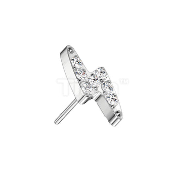 Implant Grade Titanium Threadless Push In Lightning Bolt With CNC Set CZ Top - Image 2