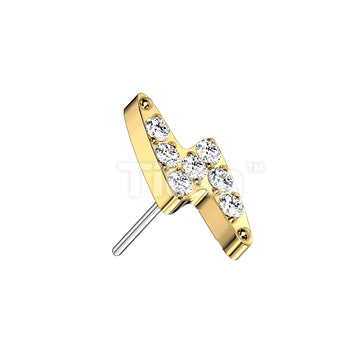 Implant Grade Titanium Threadless Push In Lightning Bolt With CNC Set CZ Top - Image 3