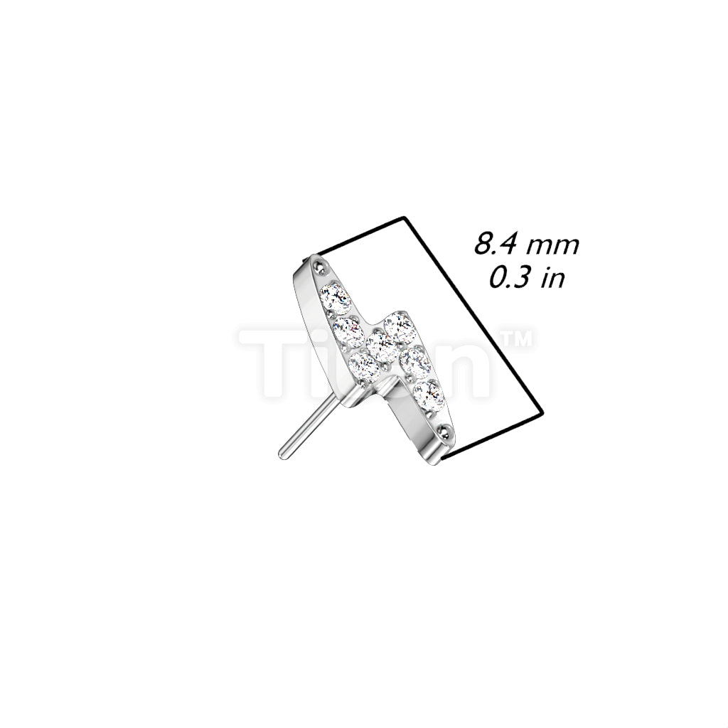 Implant Grade Titanium Threadless Push In Lightning Bolt With CNC Set CZ Top - Image 4