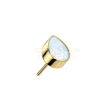 Implant Grade Titanium Threadless Push In Bezel Set Pear Opal Top - Image 2