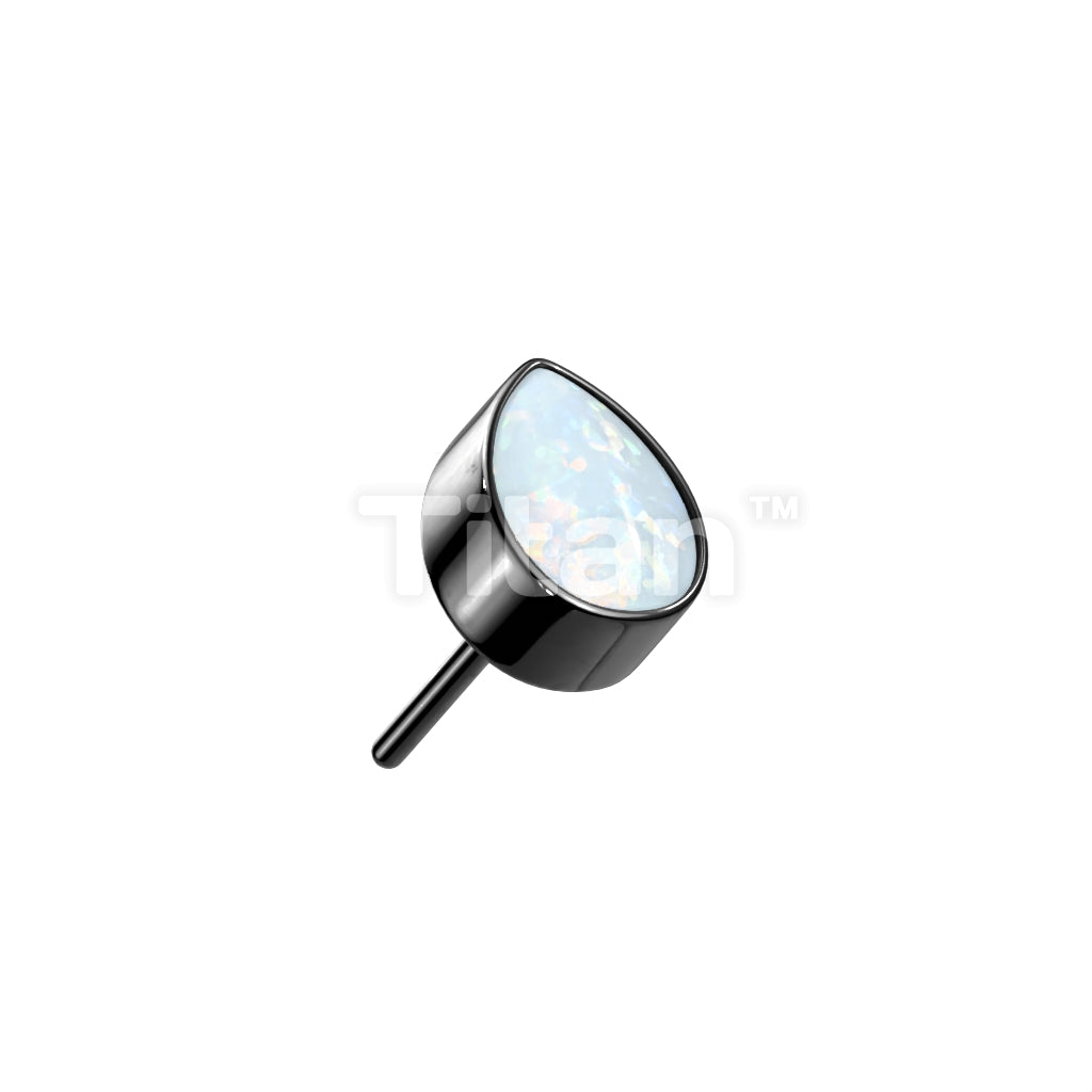 Implant Grade Titanium Threadless Push In Bezel Set Pear Opal Top - Image 3