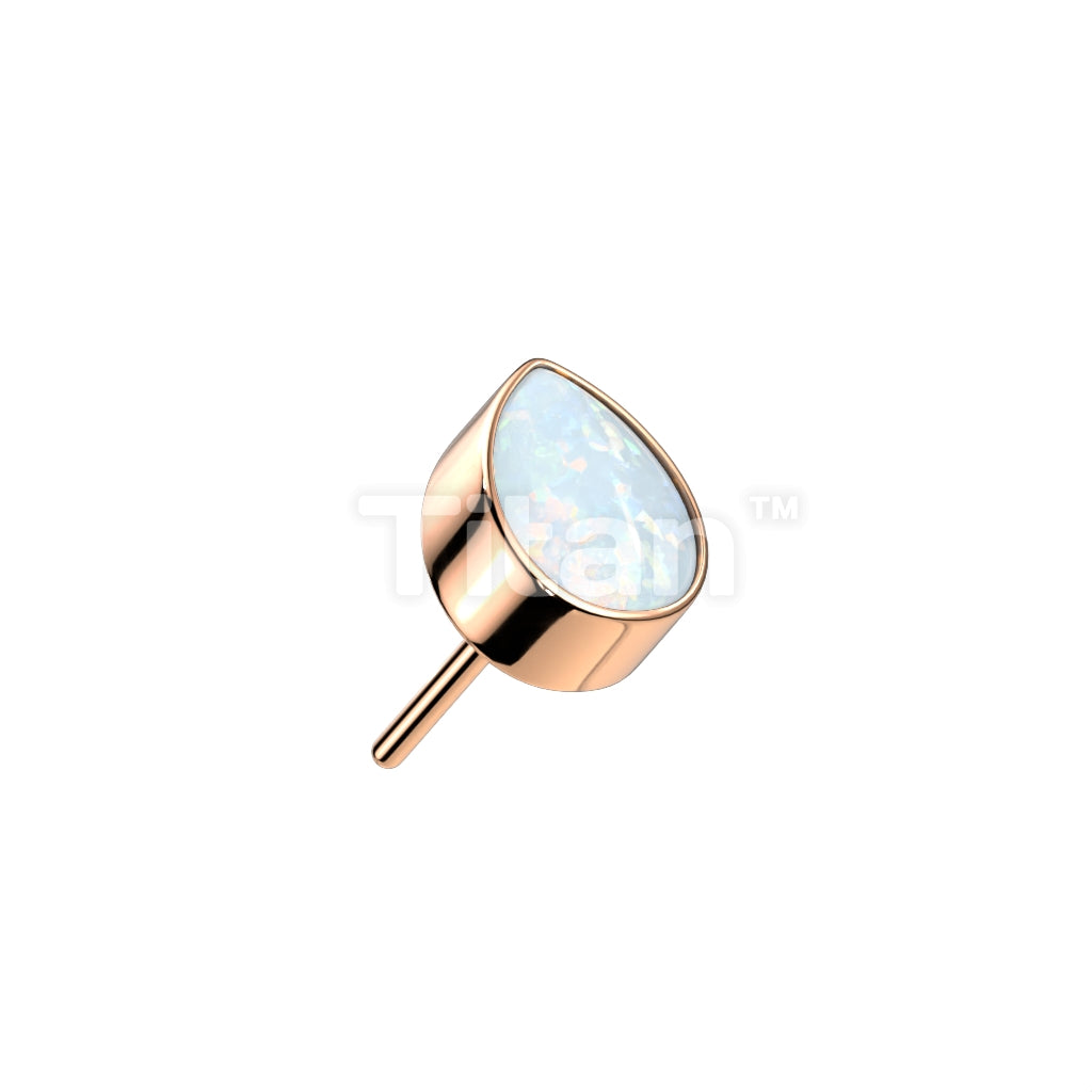 Implant Grade Titanium Threadless Push In Bezel Set Pear Opal Top - Image 4