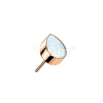 Implant Grade Titanium Threadless Push In Bezel Set Pear Opal Top - Image 4