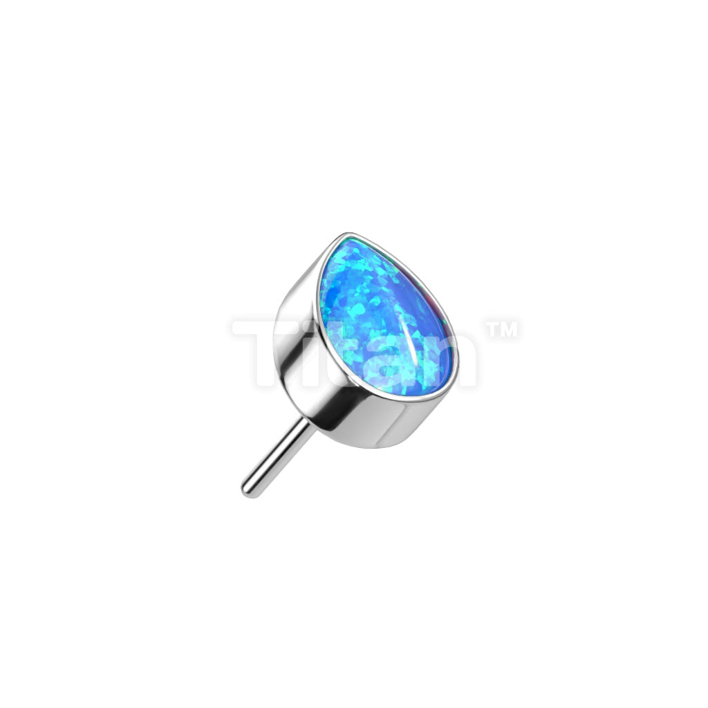 Implant Grade Titanium Threadless Push In Bezel Set Pear Opal Top - Image 5