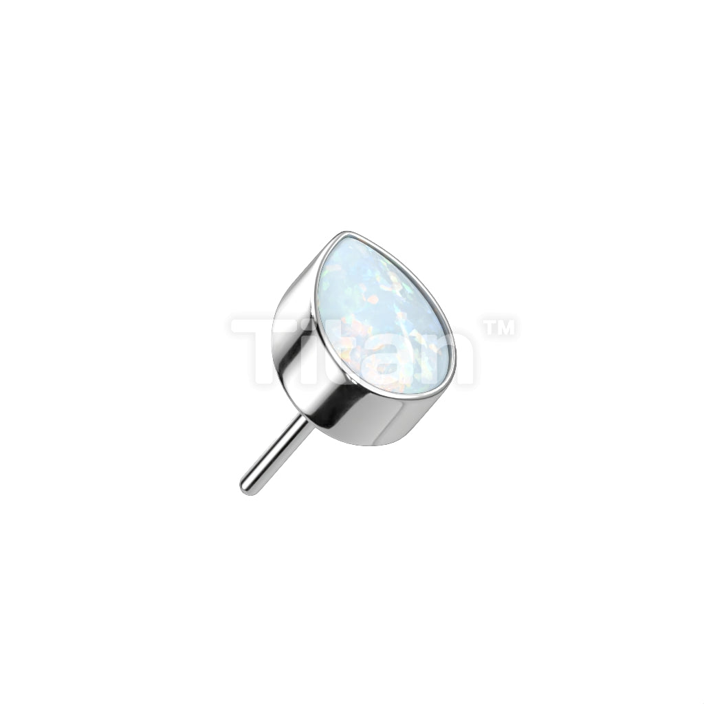 Implant Grade Titanium Threadless Push In Bezel Set Pear Opal Top - Image 6