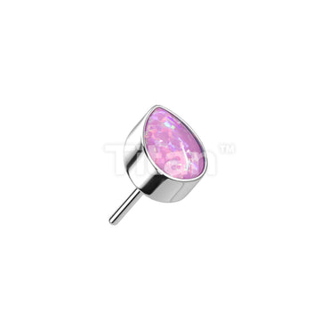 Implant Grade Titanium Threadless Push In Bezel Set Pear Opal Top - Image 7