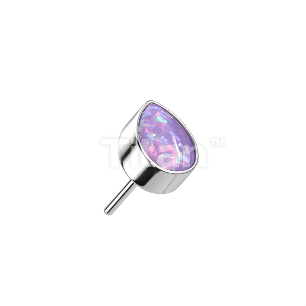 Implant Grade Titanium Threadless Push In Bezel Set Pear Opal Top - Image 8