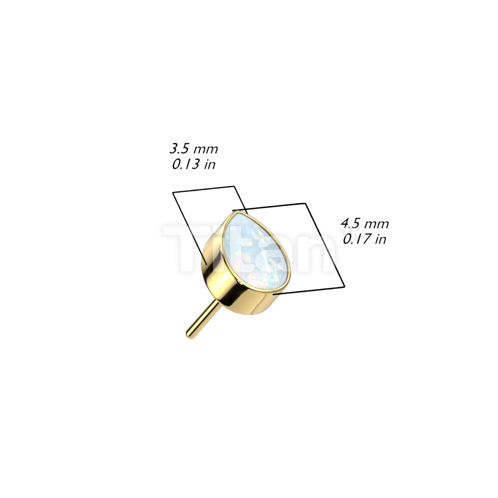 Implant Grade Titanium Threadless Push In Bezel Set Pear Opal Top - Image 9