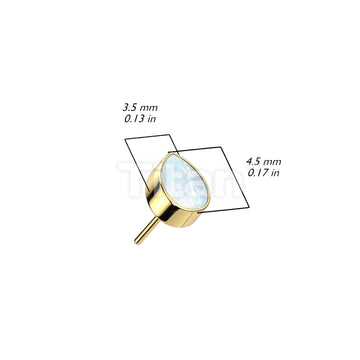 Implant Grade Titanium Threadless Push In Bezel Set Pear Opal Top - Image 9