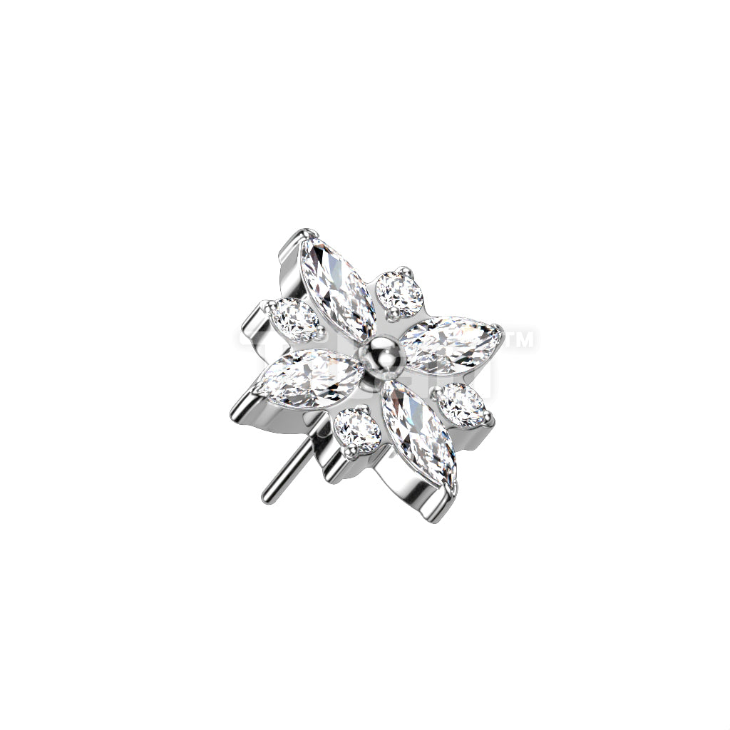 ASTM F136 Titanium Implant Grade Titanium Threadless Push In CZ Flower Top - Image 2