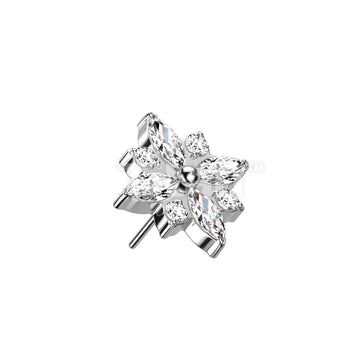 ASTM F136 Titanium Implant Grade Titanium Threadless Push In CZ Flower Top - Image 2