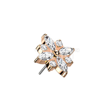 ASTM F136 Titanium Implant Grade Titanium Threadless Push In CZ Flower Top - Image 4