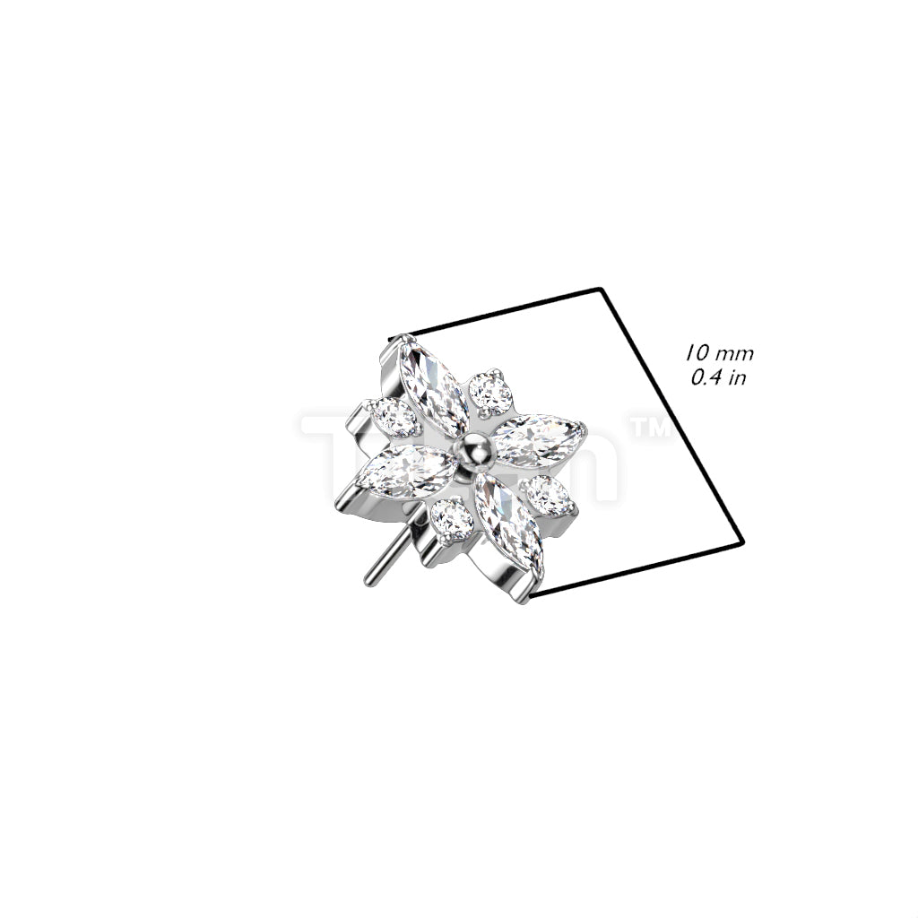 ASTM F136 Titanium Implant Grade Titanium Threadless Push In CZ Flower Top - Image 5