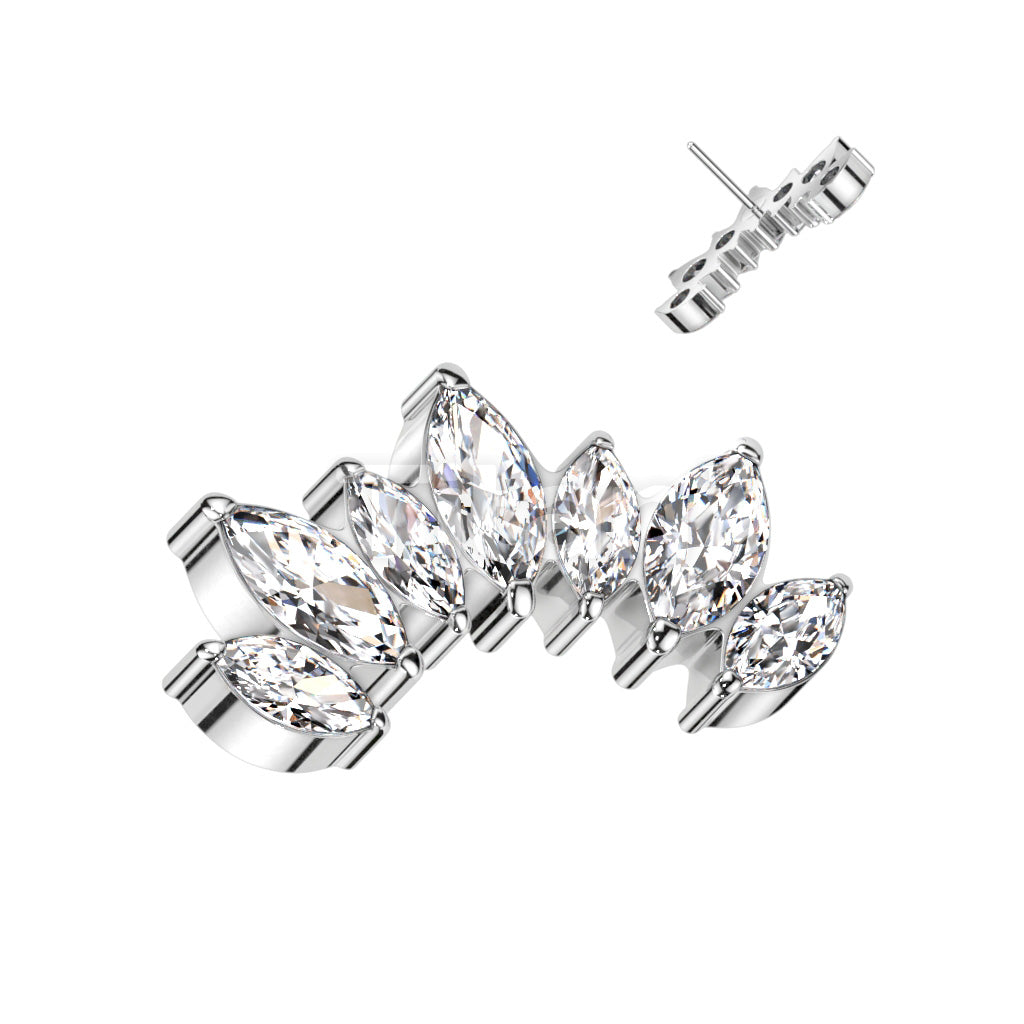 ASTM F136 Titanium Implant Grade Titanium Threadless Push In 7 Marquise... - Image 2