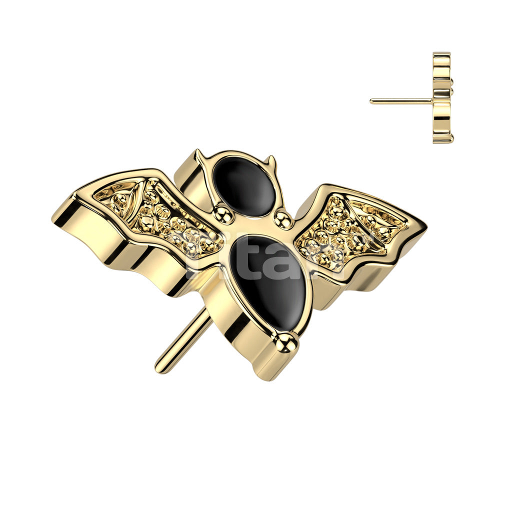 Implant Grade Titanium Threadless Push In Bat With Black Enamel Top - Image 2