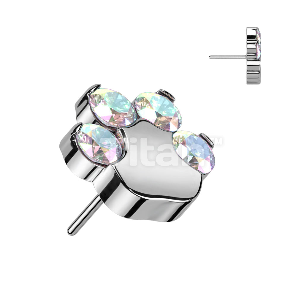 ASTM F136 Titanium Implant Grade Titanium Threadless Push In CZ Paw Top - Image 2