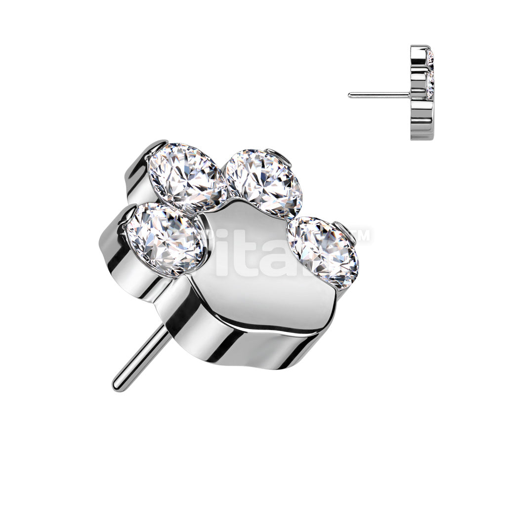 ASTM F136 Titanium Implant Grade Titanium Threadless Push In CZ Paw Top - Image 3