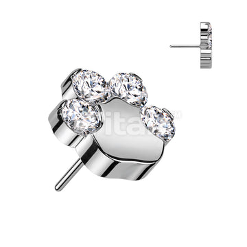 ASTM F136 Titanium Implant Grade Titanium Threadless Push In CZ Paw Top - Image 3