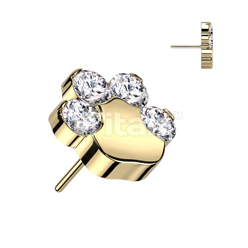 ASTM F136 Titanium Implant Grade Titanium Threadless Push In CZ Paw Top - Image 4