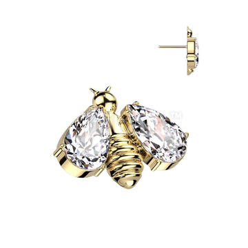 Implant Grade Titanium Threadless Push In Bee With CZ Wings Top - Image 4