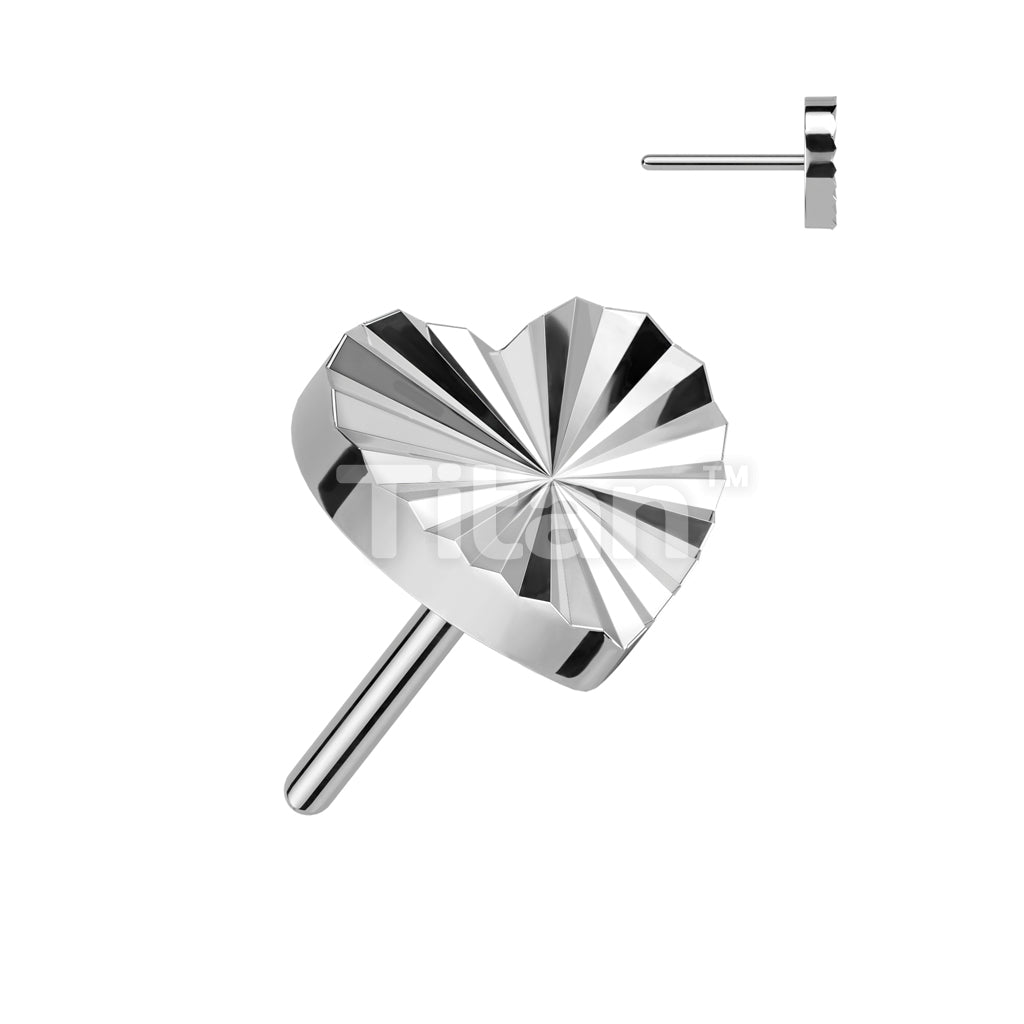 Implant Grade Titanium Threadless Push In Heart Diamond Cut Top - Image 5