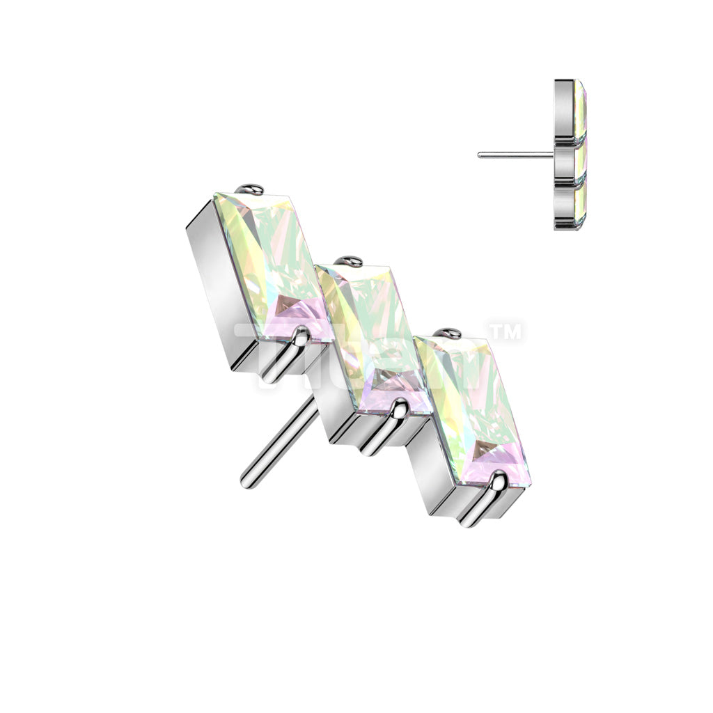 Implant Grade Titanium Threadless Push in 3 Slanted Baguette CZ Top - Image 2