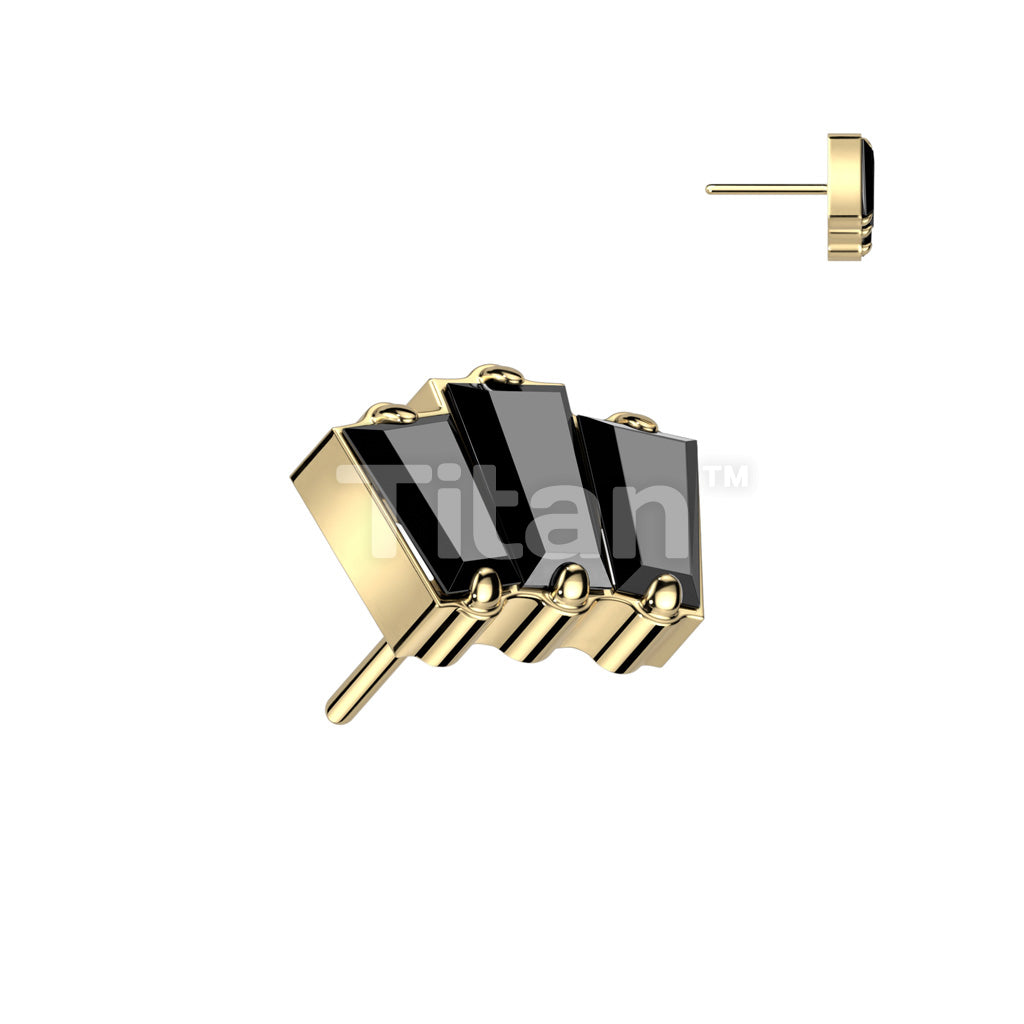 Implant Grade Titanium Threadless Push In 3 Baguette Top With CZ or Opal Center - Image 7