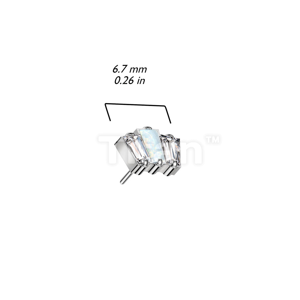 Implant Grade Titanium Threadless Push In 3 Baguette Top With CZ or Opal Center - Image 8