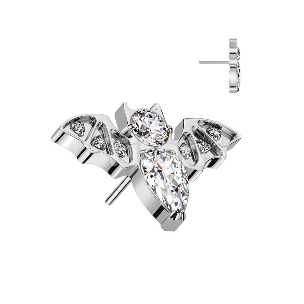 Implant Grade Titanium Threadless Push In Top With CZ Bat - Image 2