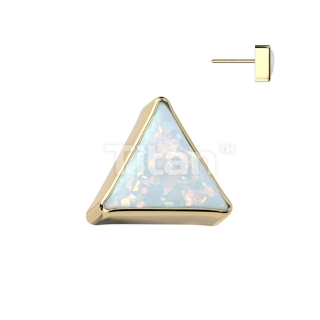 Implant Grade Titanium Threadless Push In Bezel Set Triangle Opal Top - Image 2