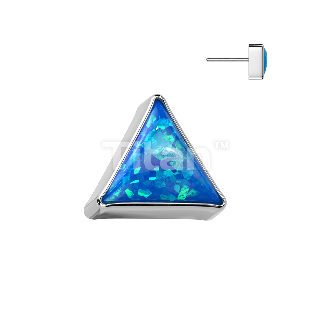Implant Grade Titanium Threadless Push In Bezel Set Triangle Opal Top - Image 3