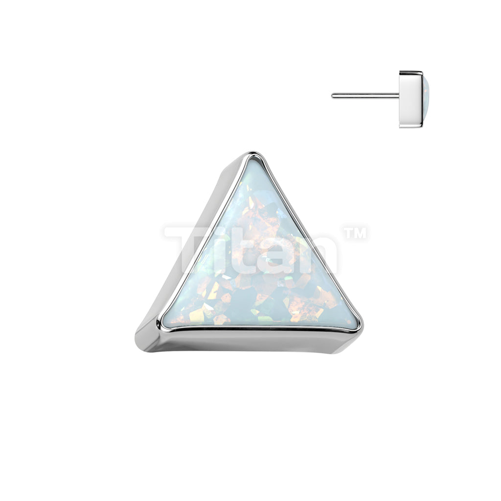 Implant Grade Titanium Threadless Push In Bezel Set Triangle Opal Top - Image 4