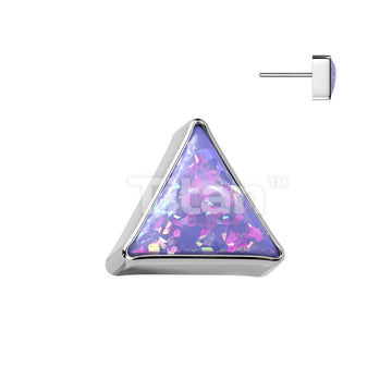 Implant Grade Titanium Threadless Push In Bezel Set Triangle Opal Top - Image 5