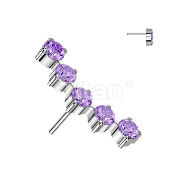Implant Grade Titanium Threadless Push In 5 Round CZ Curved Top - Image 2