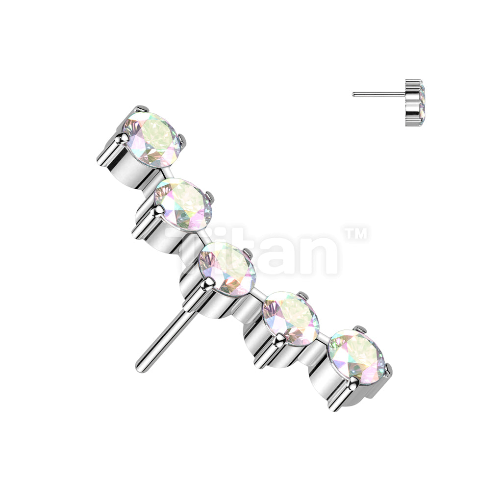 ASTM F136 Titanium Implant Grade Titanium Threadless Push In 5 Round CZ... - Image 3
