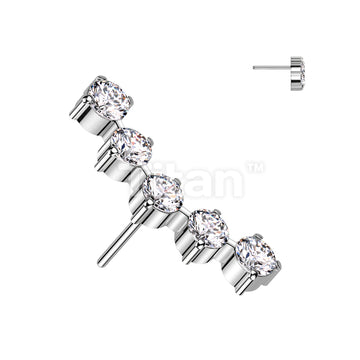 Implant Grade Titanium Threadless Push In 5 Round CZ Curved Top - Image 4