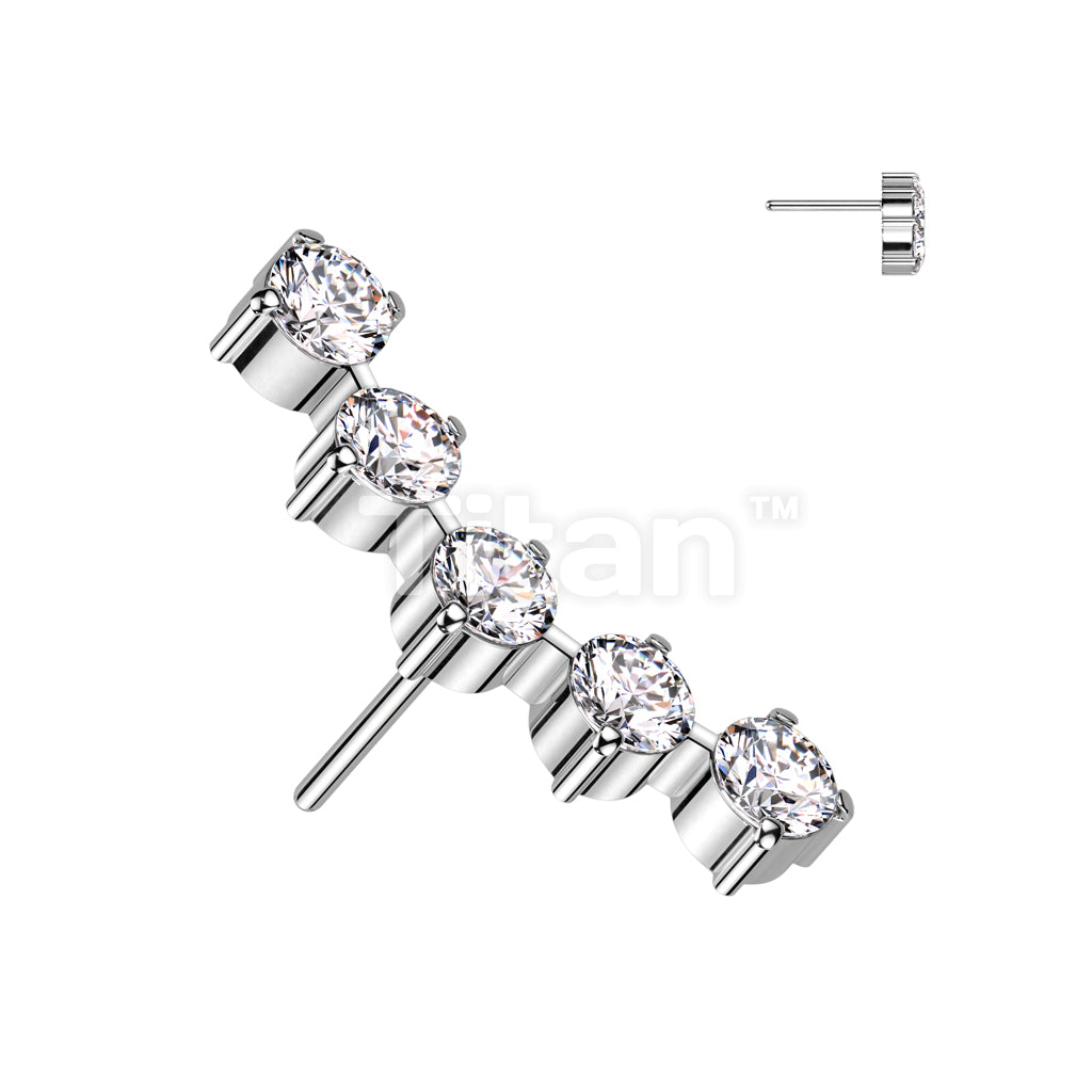 ASTM F136 Titanium Implant Grade Titanium Threadless Push In 5 Round CZ... - Image 4