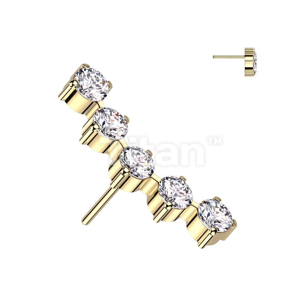 Implant Grade Titanium Threadless Push In 5 Round CZ Curved Top - Image 5