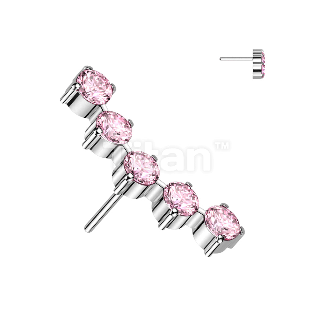 Implant Grade Titanium Threadless Push In 5 Round CZ Curved Top - Image 6