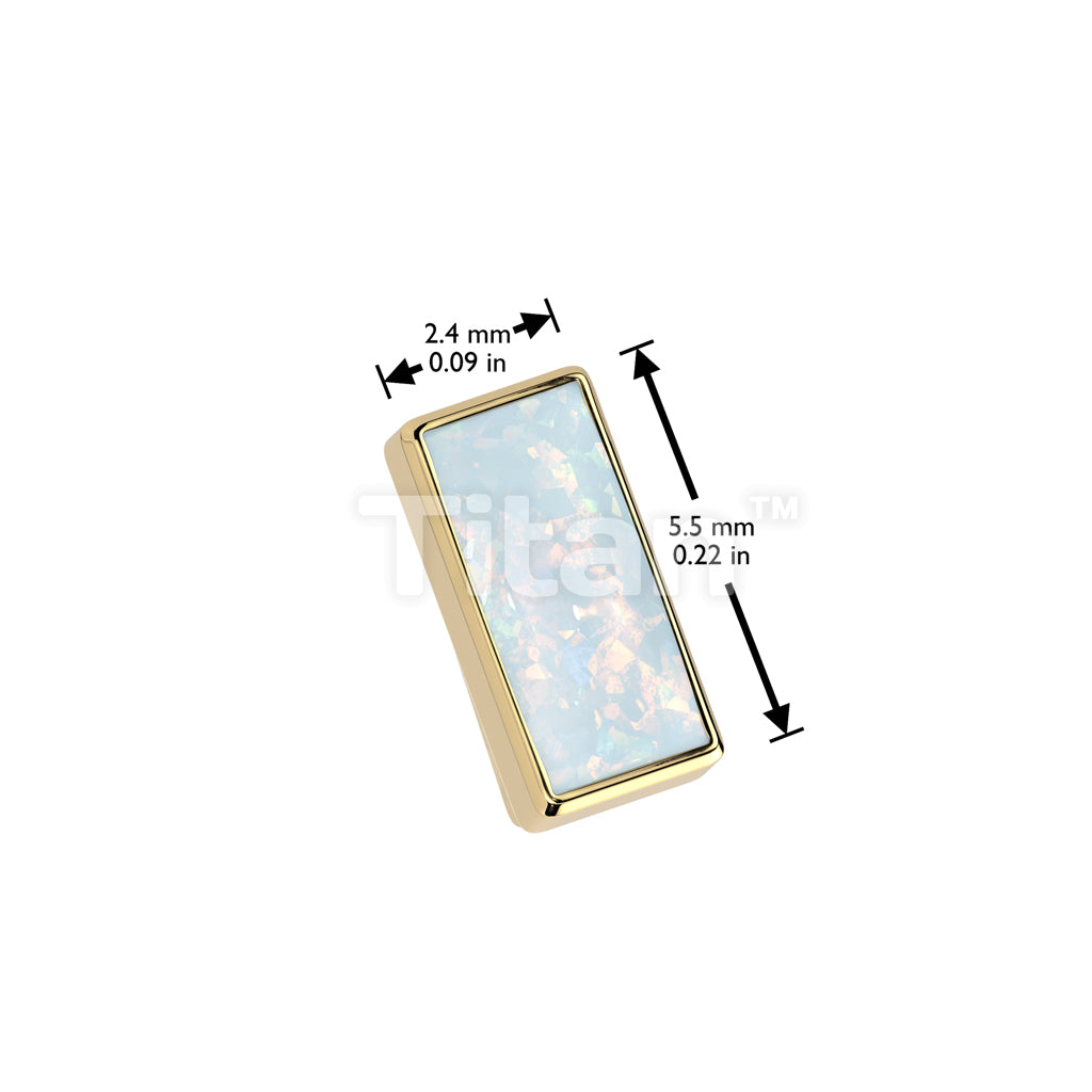 Implant Grade Titanium Threadless Push In Rectangular Bezel Set Opal Top - Image 6