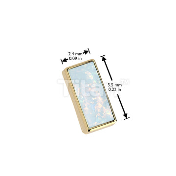 Implant Grade Titanium Threadless Push In Rectangular Bezel Set Opal Top - Image 6