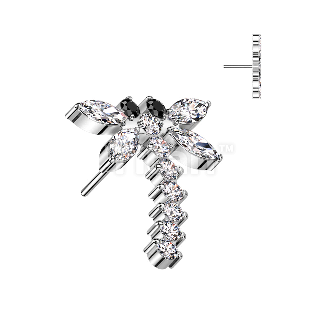 Implant Grade Titanium Threadless Push In CZ Dragonfly Top - Image 3