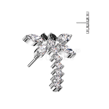 Implant Grade Titanium Threadless Push In CZ Dragonfly Top - Image 3