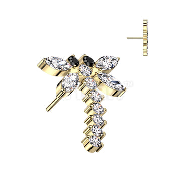 Implant Grade Titanium Threadless Push In CZ Dragonfly Top - Image 4