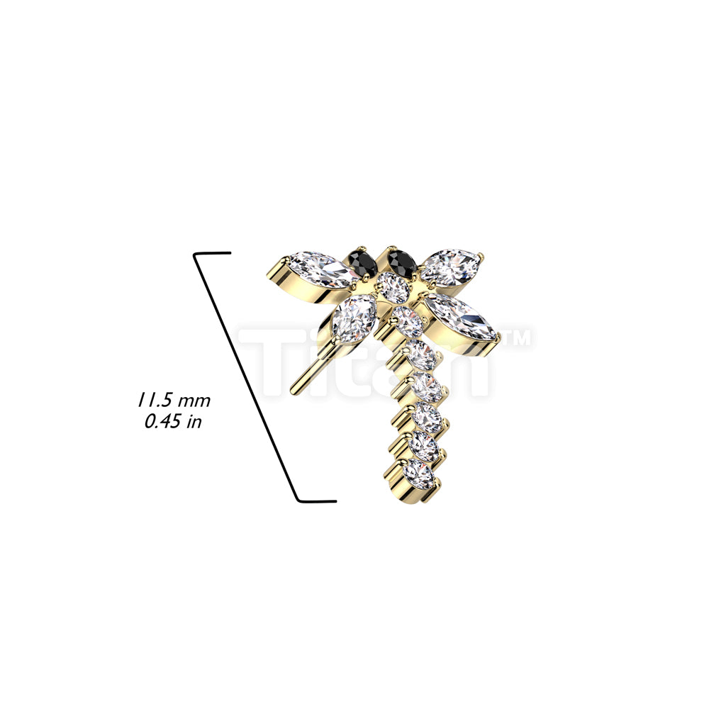 Implant Grade Titanium Threadless Push In CZ Dragonfly Top - Image 8