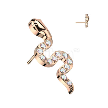 Implant Grade Titanium Threadless Push In CZ Pave Snake Top - Image 5