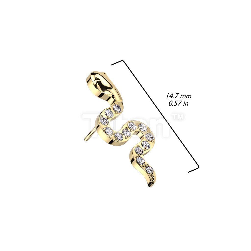 Implant Grade Titanium Threadless Push In CZ Pave Snake Top - Image 6