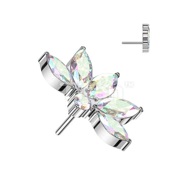 Implant Grade Titanium Threadless Push In Marquise CZ Lotus Flower Top - Image 2