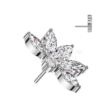 Implant Grade Titanium Threadless Push In Marquise CZ Lotus Flower Top - Image 3